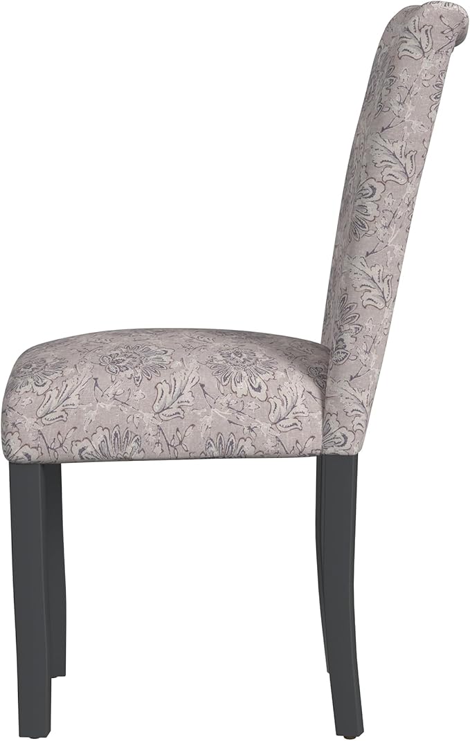 HomePop Classic Parsons Dining Chair -Gray Linen Artistic Floral Print (Set of 2)