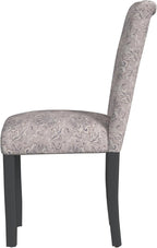 HomePop Classic Parsons Dining Chair -Gray Linen Artistic Floral Print (Set of 2)