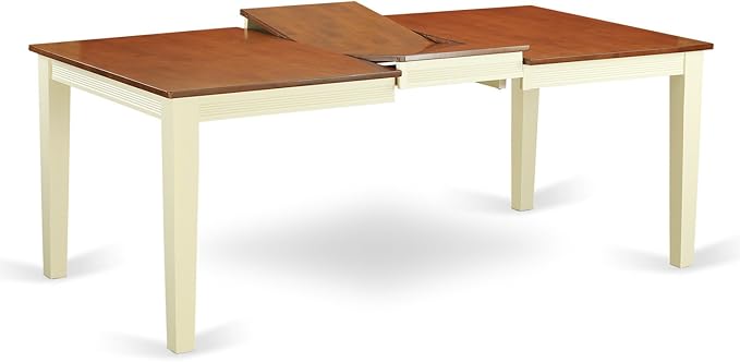 East West Furniture QUIP5-BMK-W 5 Piece Dinette Set for 4 Includes a Rectangle Dining Room Table with Butterfly Leaf and 4 Kitchen Dining Chairs, 40x78 Inch, Buttermilk & Cherry