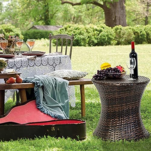 Sundale Outdoor Wicker Small Side Table Patio Rattan End Table
