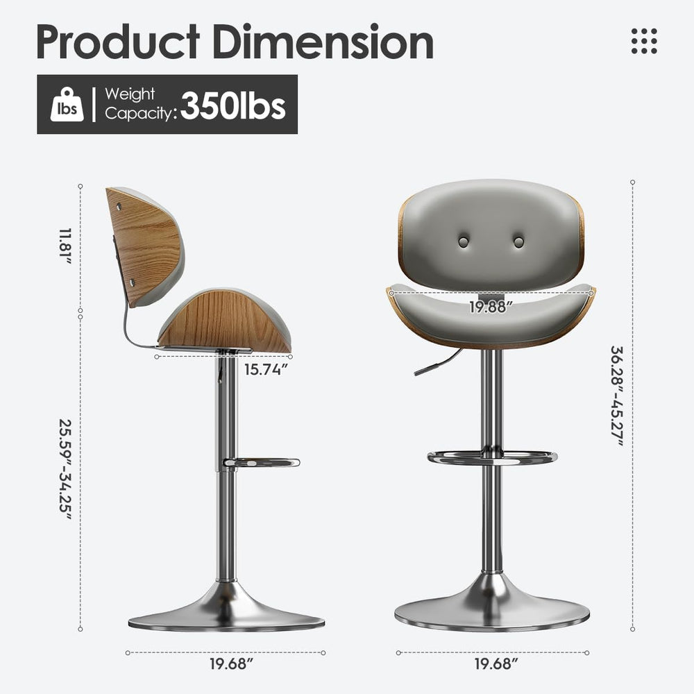 Adjustable Swivel Bar Stools Chair,Counter Height Bar Stools with Back,Bar St...