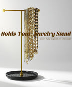 VROOMIUM Necklace Holder Stand - 6in Ceramic Base X 1ft Height, Aesthetic Decor for Bedroom, Jewelry Organizer for Necklace, Bracelets, Rings, Exhibidor de Collares- Mysterious Black