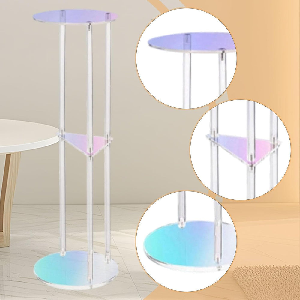 Acrylic Side Table, 3-Tier Modern End Table 20x20x60cm (7.9x7.9x23.6in) for B...