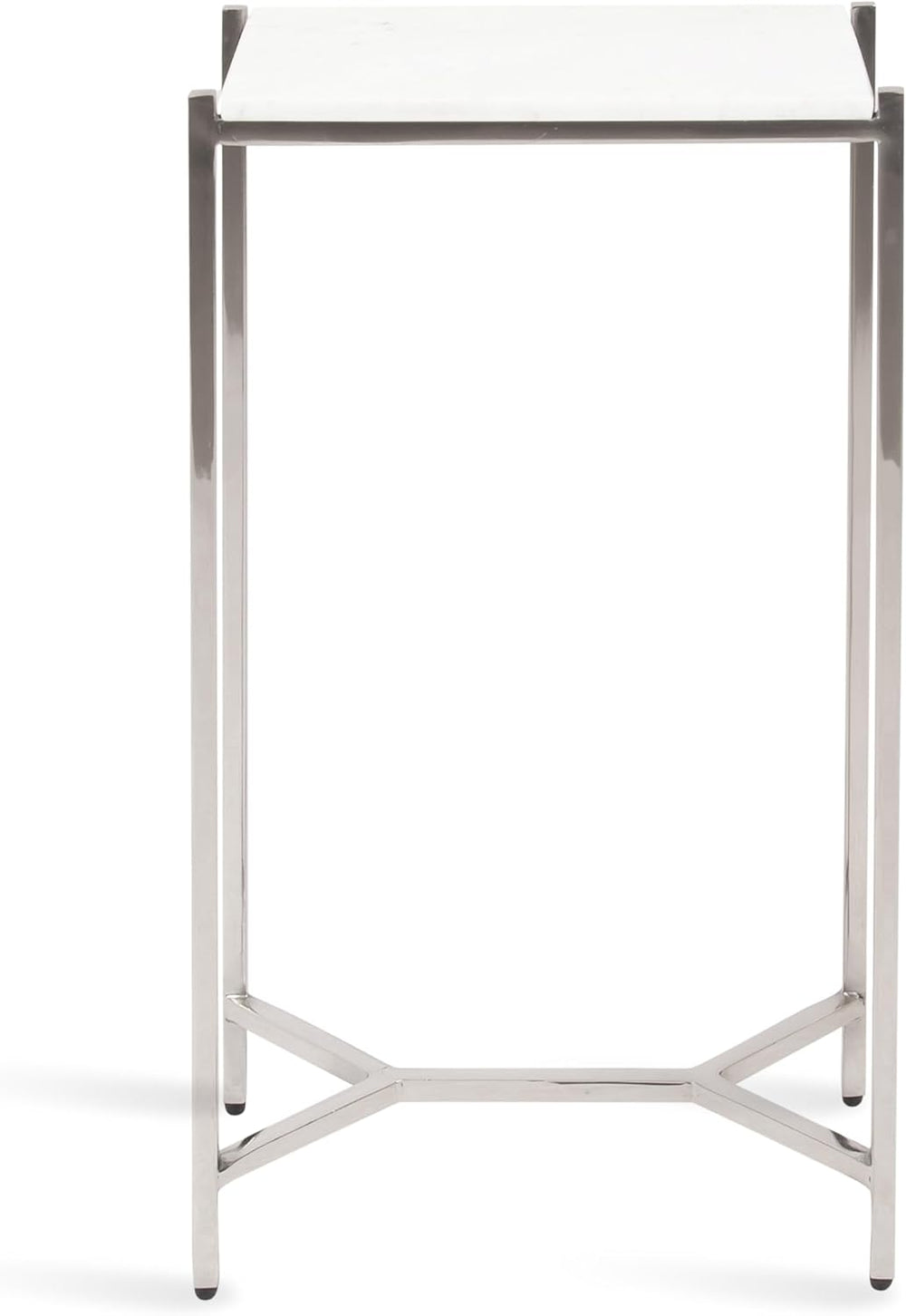 Kate and Laurel Aguilar Modern Glam Slim Side Table, 12 x 7 x 22, White Marbl...