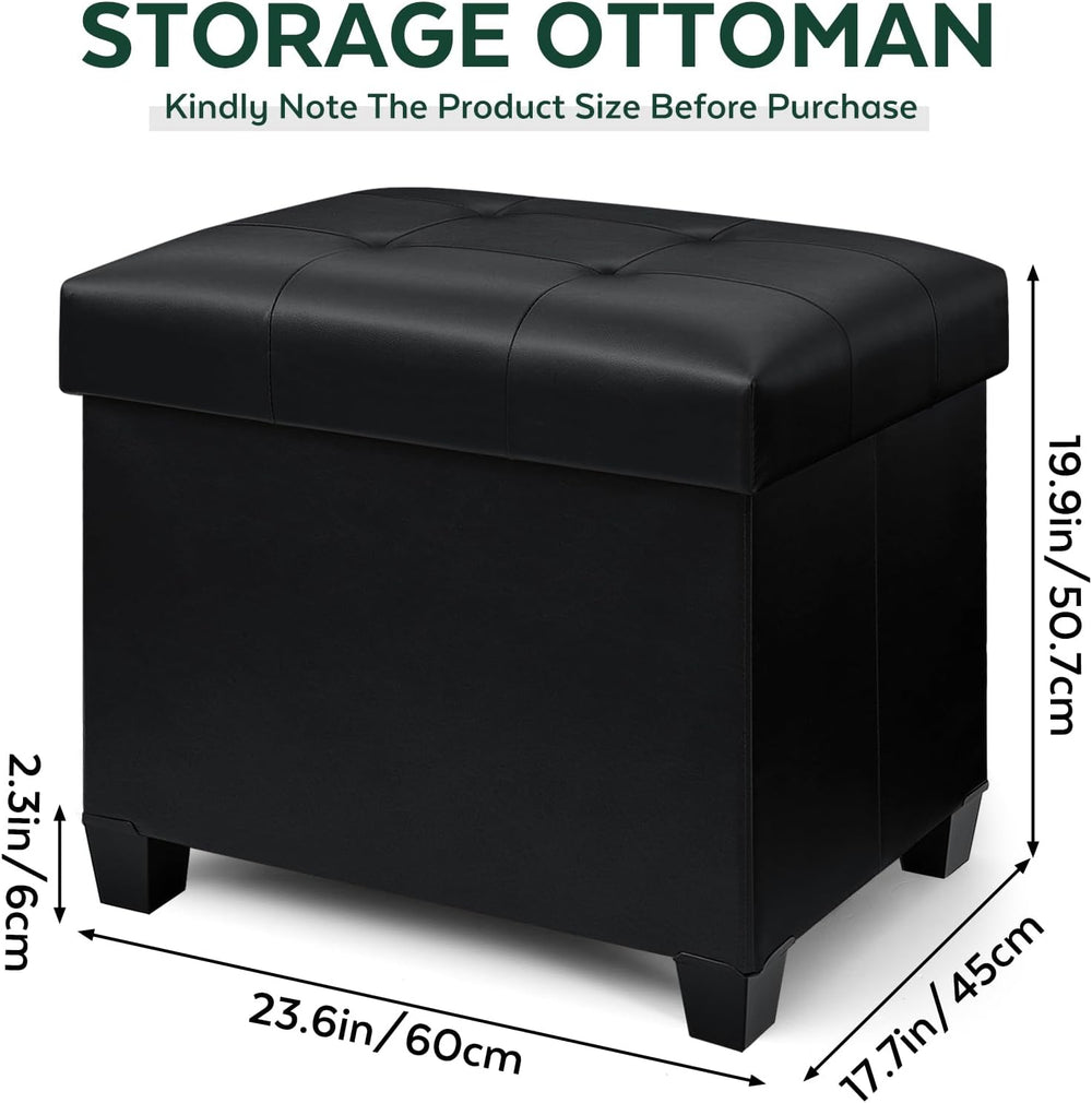 Ottoman with Storage, Rectangular Storage Ottoman, Faux Leather Ottomans with...