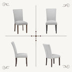 Furniliving Upholstered Dining Chairs Set of 4 - Line Fabric Modern Farmhouse Kitchen Chairs, High-Back Dining Room Chairs with Wooden Legs for Kitchen Dining Room Living Room.Light Grey