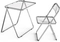 VINGLI Folding Acrylic Table and Chair Set Small TV Tray for Snack Dinner on Couch, Tiny Foldable Desk Writing Desk for Home Office for Small Spaces