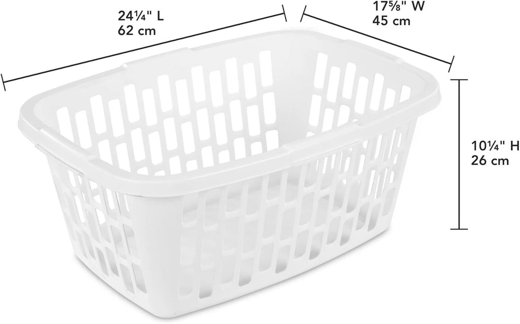 (6 Pack)1.5 Bushel Rectangular Laundry Basket with Handles,Stackable Plastic Laundry Hamper,White Ventilated Design for Easy Carrying & Storage