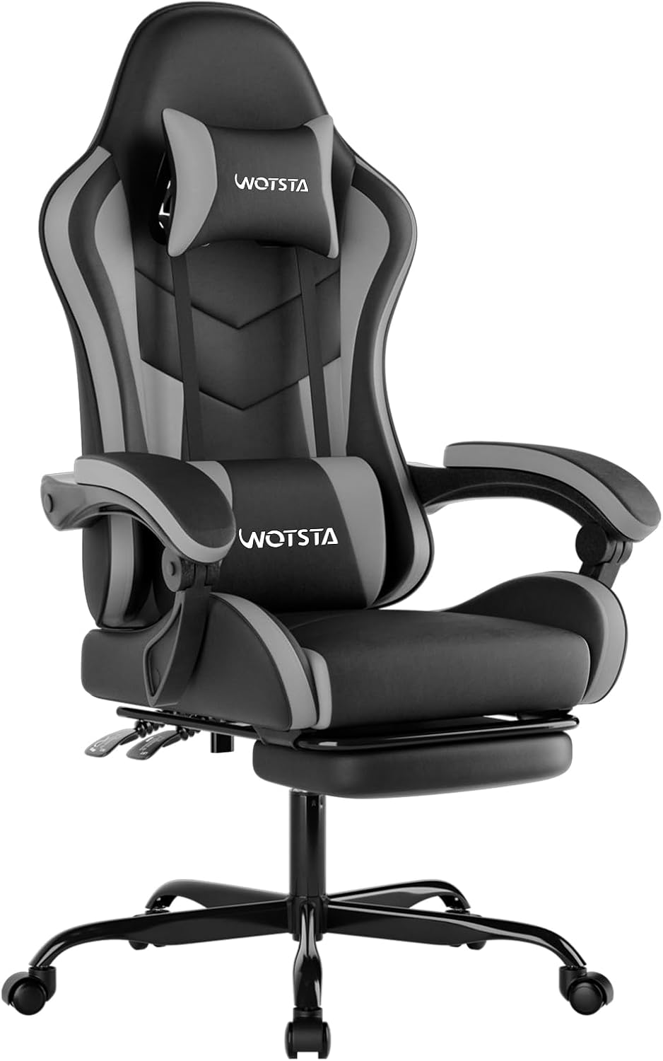 Ergonomic Gaming & Office Chair, Footrest, Racing Design Black/Grey | PVC...