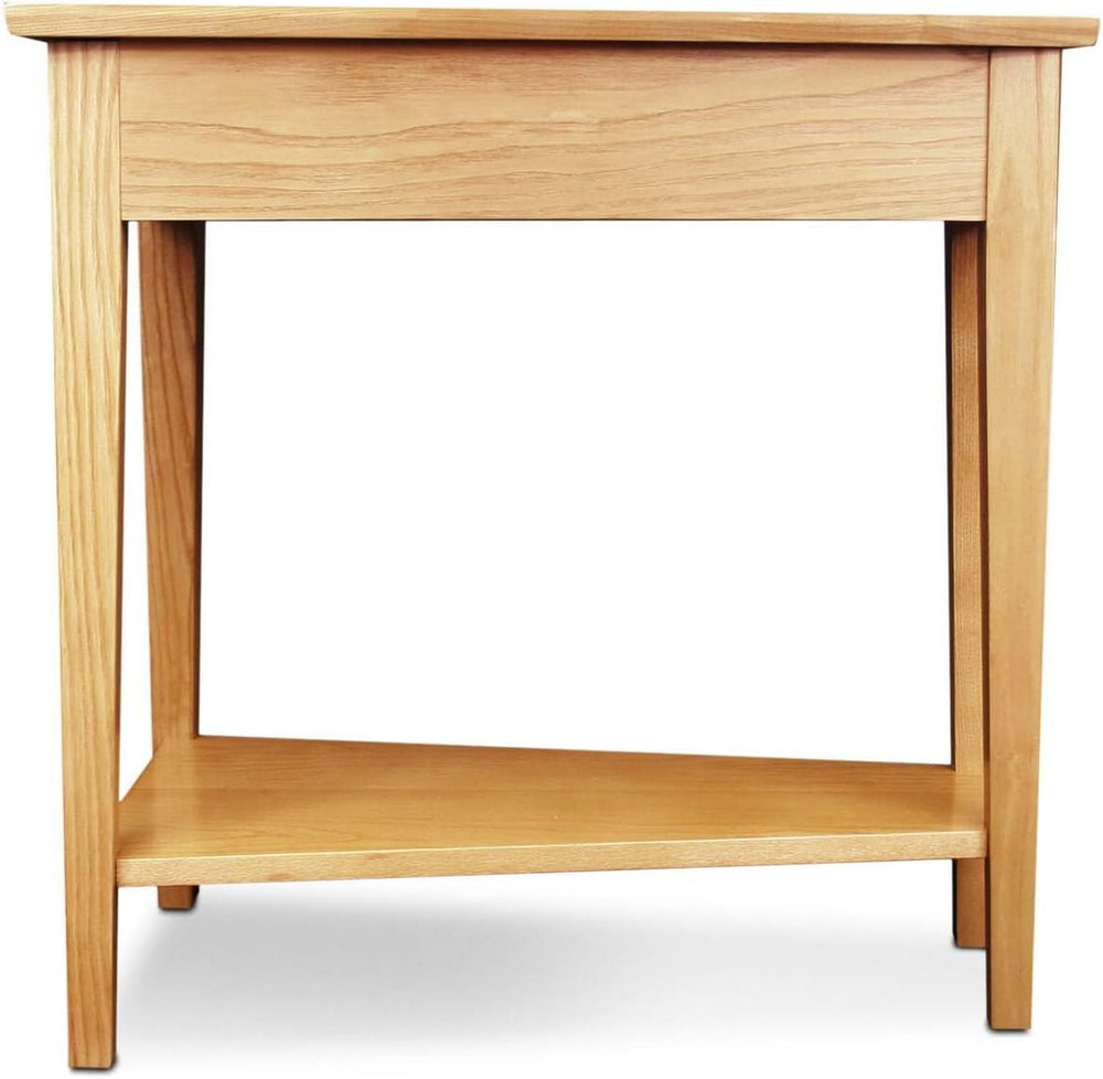 HomeStock Recliner Side Table Wedge with Shelf - Solid Wood Accent Table Dese...