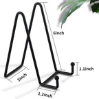 Decolore 6 Inch 5 Pack Black Metal Display Stands Plate Holder Display Stands for Picture, Decorative Plate, Book, Photo Easel, Artistic Work