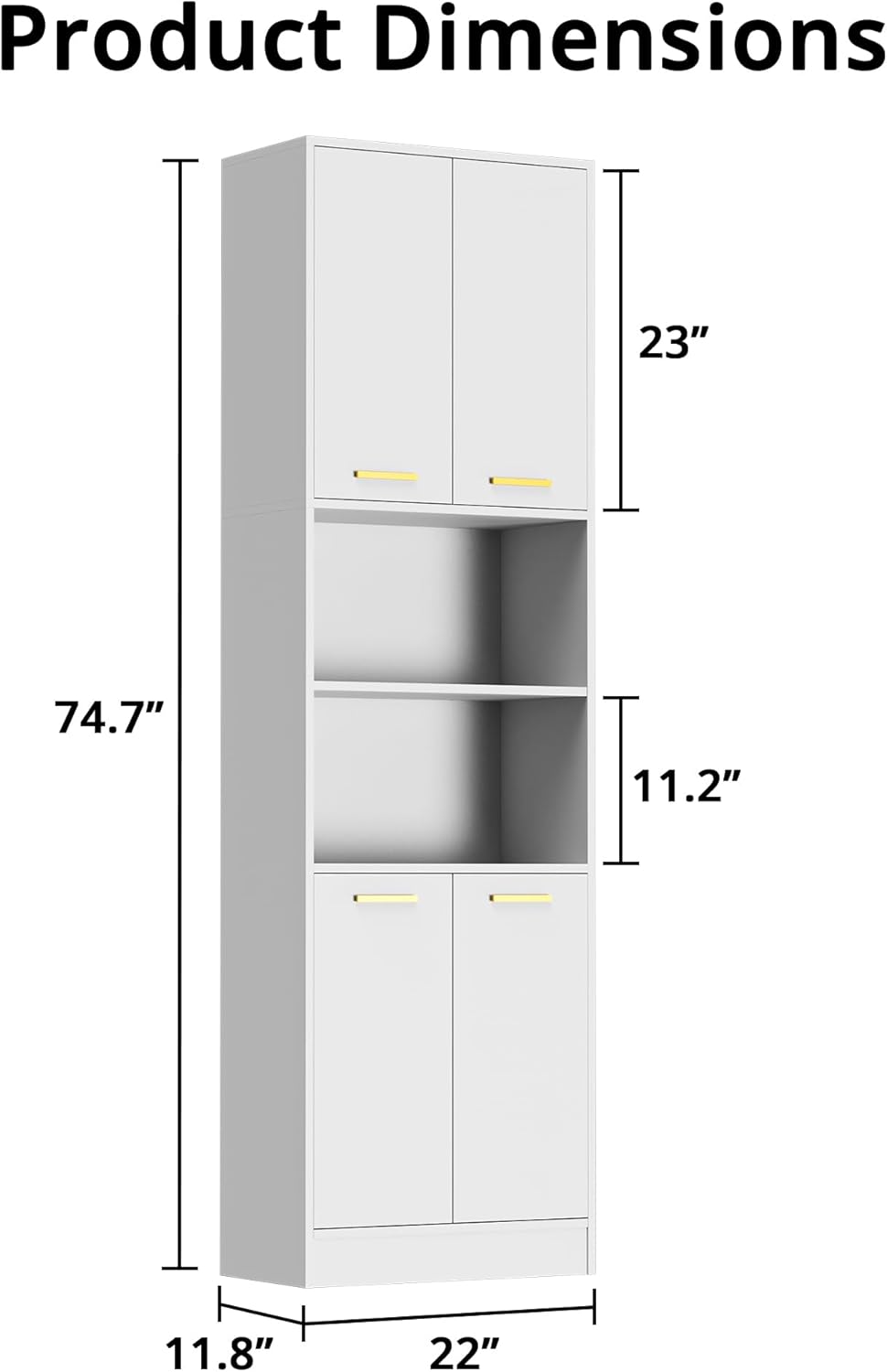 Cozy Castle Kitchen Pantry Cabinet, 75" Tall Wood Storage Cabinet with D...