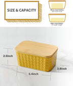 Hasense Ceramic Butter Dish with Sealing Lid, Large Yellow Butter Container for Countertop Airtight Butter Stick Covered Keeper Storage,Embossed Pattern,Easy Clean Dishwasher Safe
