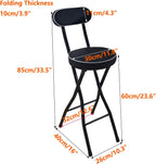Portable Folding Stool, 330lbs Capacity, Heavy Duty Stool, Foldable Stool for Adults, Dorm, Kitchen, Vanity, Bathroom, Church and Outdoor Use (Black, Sitting Height: 24in)