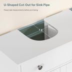 TEENFON Pedestal Sink Storage Cabinet with 2 Doors and Drawer, Bathroom Sink Cabinet, Under Sink Storage with U-Shape Cut-Out, White