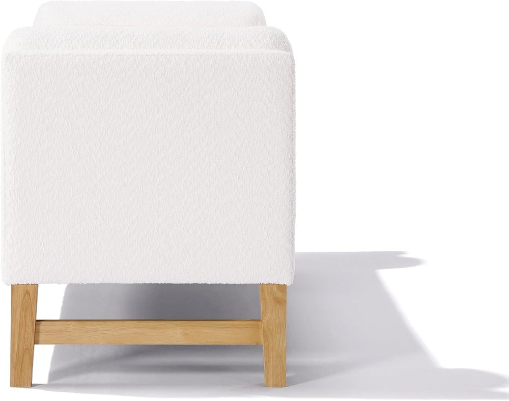 Merax Boucle Upholstered Storage Bench 50.8" End of Bed Bench with 2 Rou...