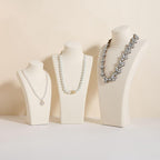 GemeShou Beige necklace storage organizer for sale, Velvet necklace holder stand, jewelry bust display stands, Jewelry Mannequin for Countertop, Showcase【Beige-Medium height 10.43 inch】
