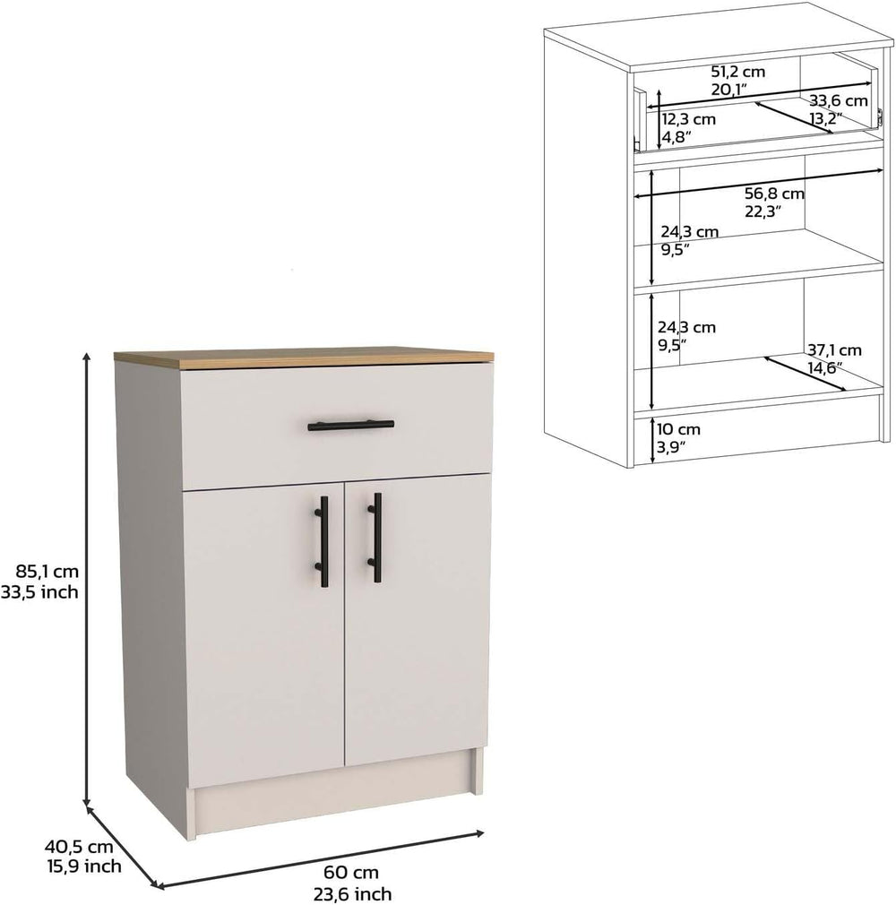 Tuhome Mayorca Pantry Cabinet, 33.5" Tall Kitchen Storage Cabinet with D...