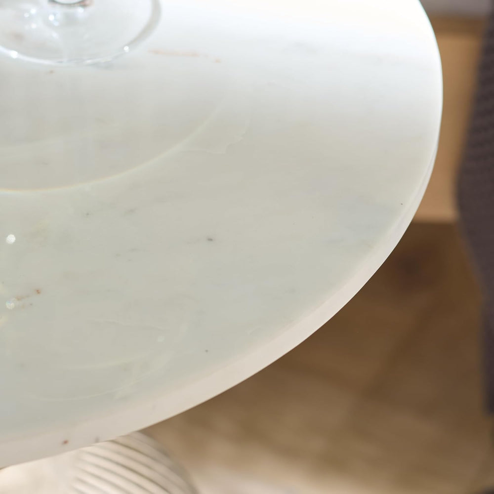 SAFAVIEH Home Collection – Kashi Clear Glass & White Marble Round Side Ta...