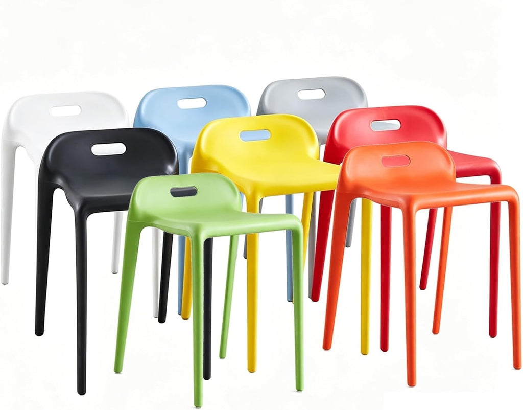 Thickened Plastic Backrest Chair, Wide Seat Plastic Stool, Waterproof Portable Chair, with Smooth Round Corners, for Parties, Home, Office(Green)