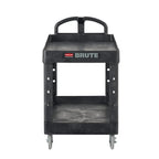 Rubbermaid Commercial Products 2-Shelf Utility/Service Cart, Medium, Black, Lipped Shelves, Ergonomic Handle, 500 Lbs Capacity, forfor Warehouse/Garage/Cleaning/Manufacturing