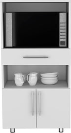 24.4" D*16.5" W*48.03" H Freestanding Kitchen Pantry with Dawer & 2 Open Shelves, Lower Double Door, Rectangular Pine Storage Cabinet, Modern Minimalist, for Living Room, Dining Room, White