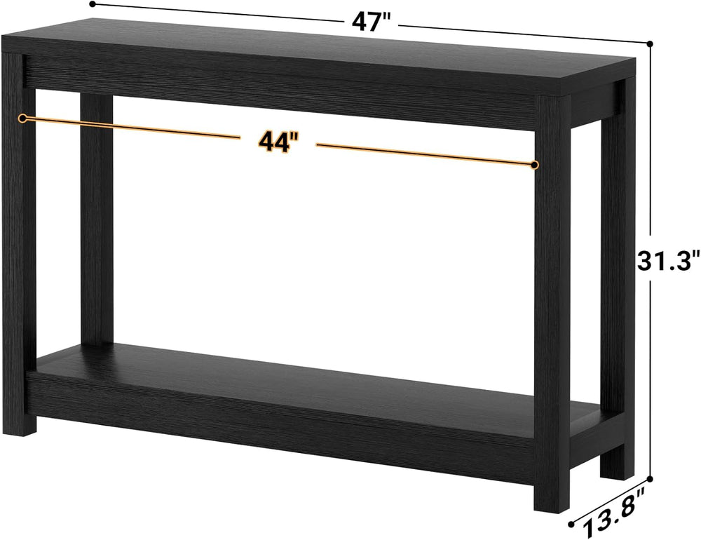 Besiost 47" Farmhouse Wood Entryway Table Narrow Console Table with Stor...