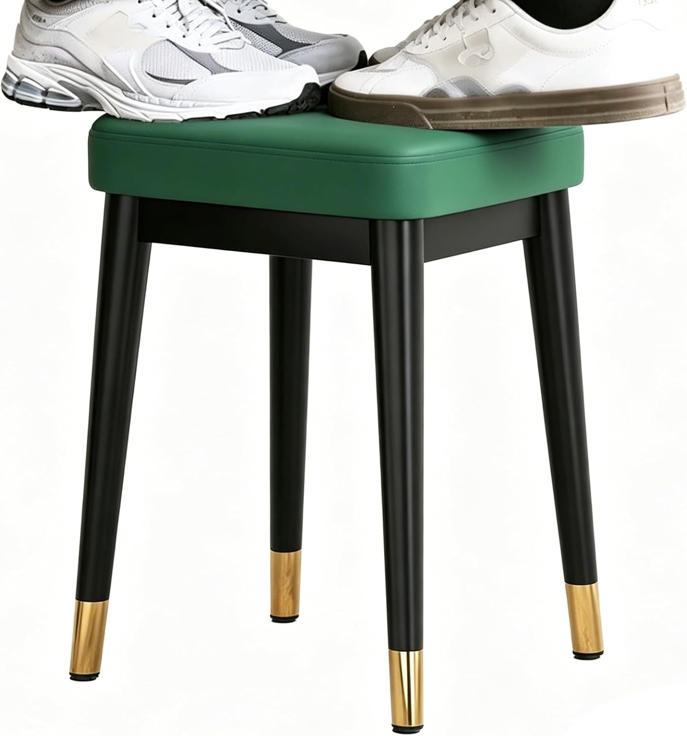 Dining Stool, Dressing Table Stool, Spare Square Chair, Metal Frame Side Chair, Widen The Large Seat Surface, for Small Spaces Home Bedroom Study(Gray)