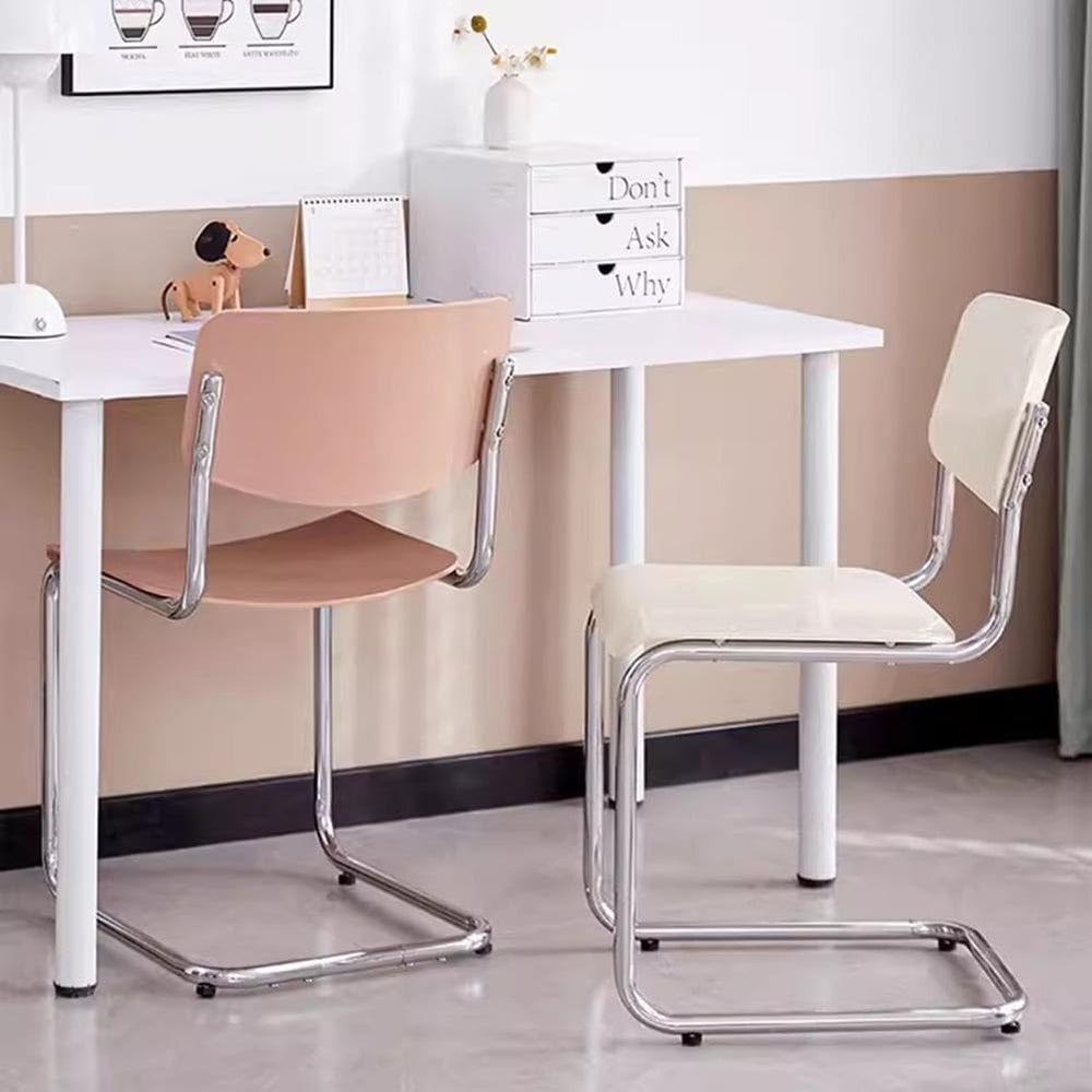 Etlegor Kitchen Plastic Backrest Dining Chair, Modern Cantilever Side Chair w...