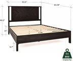 Bme Vivian 14 Inch Deluxe Bed Frame with Headboard, Rustic & Scandinavian Style with Solid Acacia Wood, No Box Spring Needed, 12 Strong Wood Slat Support, Easy Assembly, Queen, Rustic Black