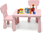 Toddler Table and Chair Set, Plastic Kid Activity Table & 2 Chairs, 3-Piece Children Playroom Furniture Set for Reading, Writing & Painting, Kids Table and Chair Set for Age 3-7 (Pink)