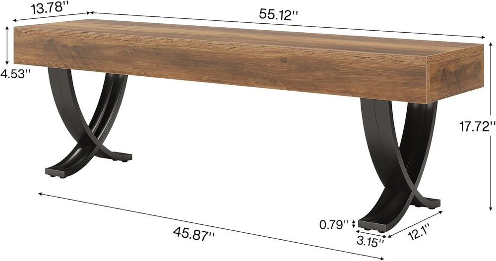 Tribesigns Entryway Shoe Bench, 55-Inch Wooden Shoe Bench with Metal X-Shaped...