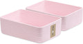 Large Shallow Organizing Baskets 15x11x5.1 Inches - Rope Woven Storage Bins for Bathroom, Shelves, Cube Closet, Light Pink 2 Packs