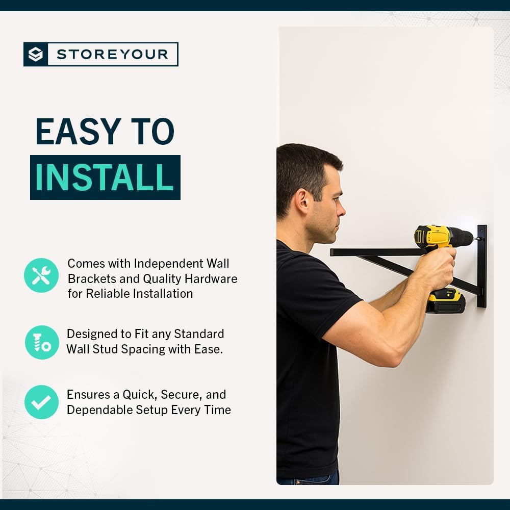 StoreYourBoard Heavy Duty Garage Shelf Wall Mount 1ft x 2ft – Wall-Mounted Shelving for Storage & Organization – Heavy Duty Garage Shelves for Tools, Bins, & Equipment – Holds 200 lbs - Black