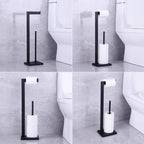 Matte Black Toilet Paper Holder Stand Toilet Paper Roll Holder with Shelf Reserve Free Standing Portable Tissue Storage Organization