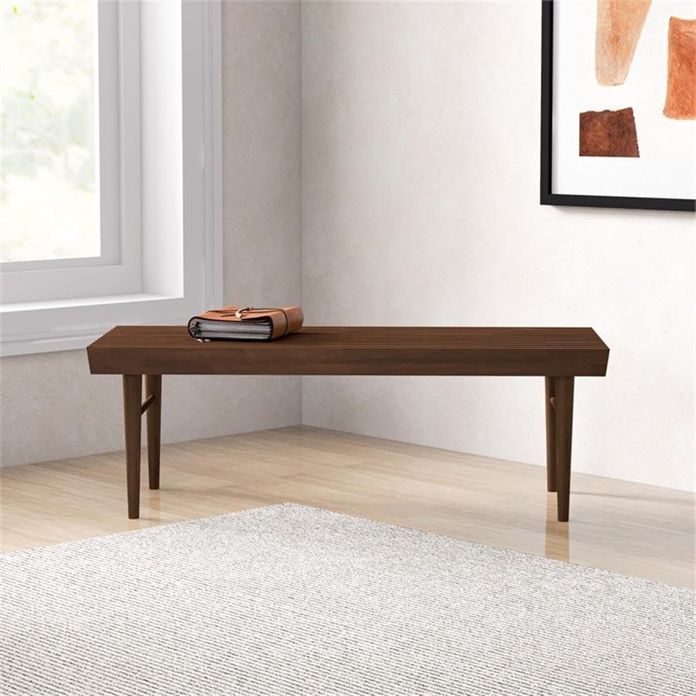 Pemberly Row 47" Mid Century Modern Rectangle Felicity Brown Teak Wood B...
