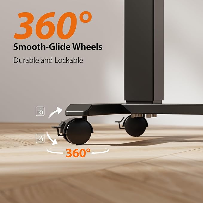 Agilestic Portable Standing Desk Height Adjustable, Mobile Table with Wheels,...
