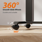 Agilestic Portable Standing Desk Height Adjustable, Mobile Table with Wheels, Small Size Sit Stand Table for Laptops, Rolling Desk for Home, 26" x 15.7"Computer Workstation, Dark Walnut