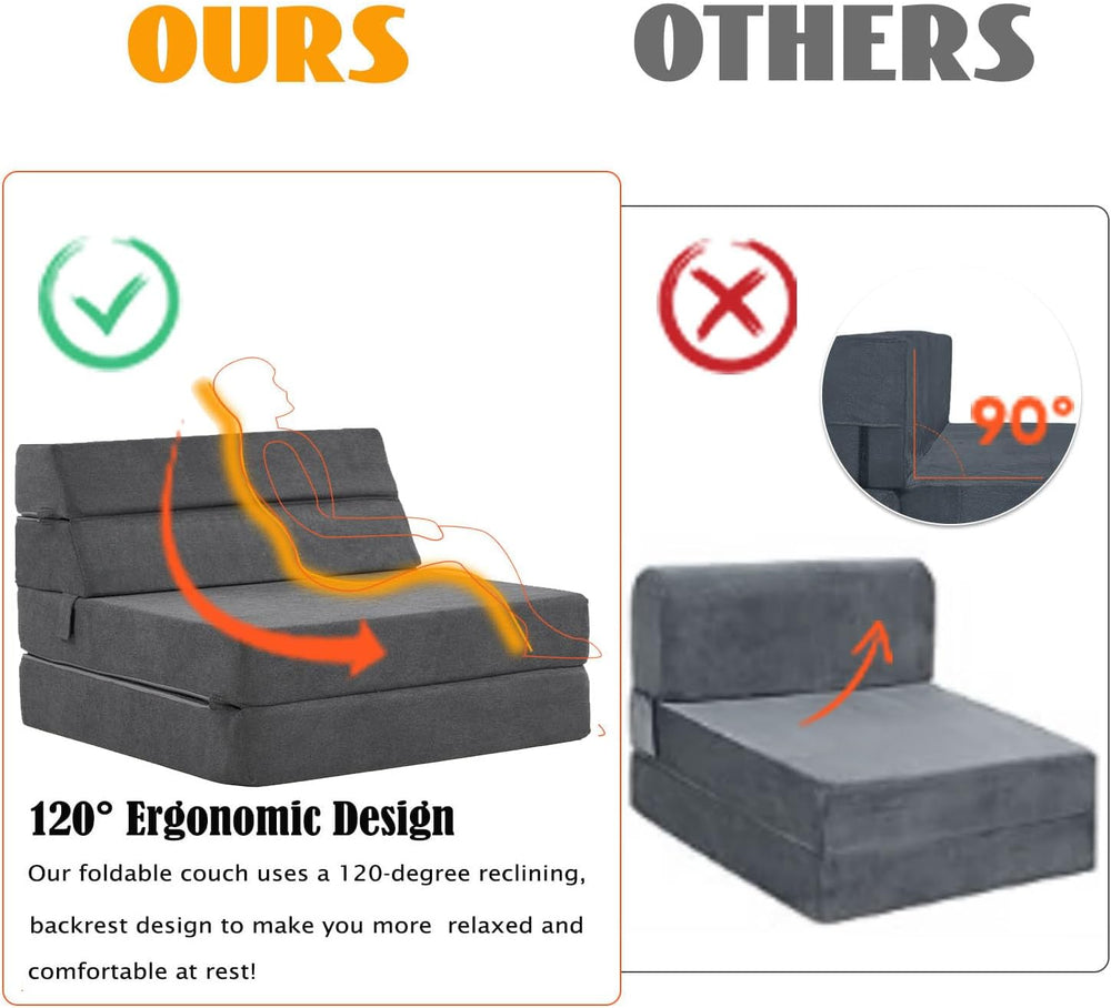 jela Foldable Sofa Bed Large Soft Foam Convertible Sleeper Chair Luxury Miss ...