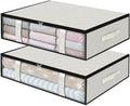StorageRight Under Bed Storage Bins, 2-Pack 40L Foldable Fabric Storage Bags with Transparent Window, Breathable Organizer for Clothes/Blanket/Comforter/Quilt, White