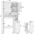 Over The Toilet Storage Cabinet with Pulley Small Bathroom Storage Cabinet, Space Saver W/Adjustable Shelf & Open Shelf for Bathroom, Restroom, Laundry (White)