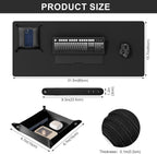 DAWNTREES Dual Sided Desk Mat,Leather Desk Pad,Black Cork Desk Mat Protector,with PU Leather Valet Tray Organizer,Large Mouse Pad,Desk Writing Pad for Office and Home(31.5"x15.8")