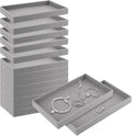 JEUIHAU 15 Pack Velvet Jewelry Organizer Trays, 8.3 x 5 Inch Stackable Drawer Inserts, Jewelry Storage Trays for Earrings Rings Necklaces, Gray