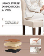 Dining Chairs Set of 4, Button Tufted Parsons Upholstered Chairs with Solid Wood Legs, Mordern Fabric Kitchen Chairs for Dining Room, Beige