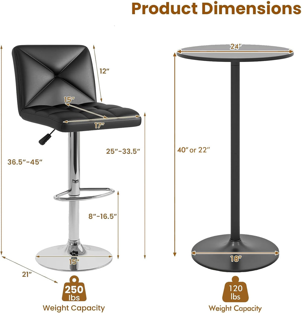 COSTWAY 3 Pieces Bar Table Set, Counter Height Table Set with 2 Bar Stools | ...