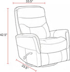 Parker Living Gemini - Flint Swivel Glider Recliner Chair with 90% Polyester, 10% PU Upholstery, Comfortable Nursery Recliner, Nursing Armchair with Smooth Reclining
