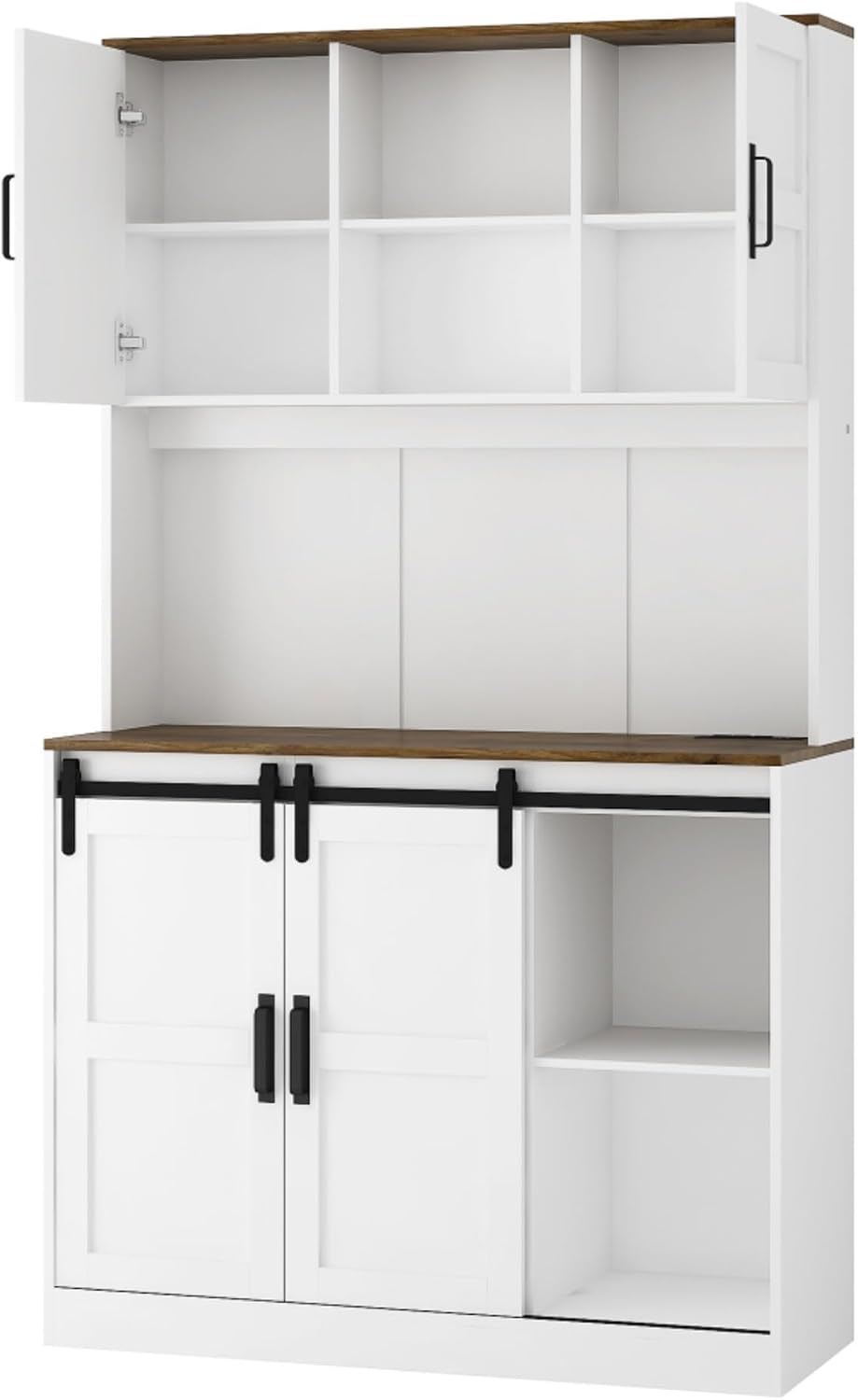 74 Inch Tall Freestanding Pantry Storage Cabinet Cupboard Unit, Six Doors, Du...