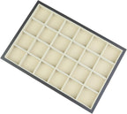 uxcell Velvet Jewelry Organizer Trays with Removable Dividers for Drawers, Jewelry Organizer Drawer Inserts Container Display Case 24 Grid Tray Black
