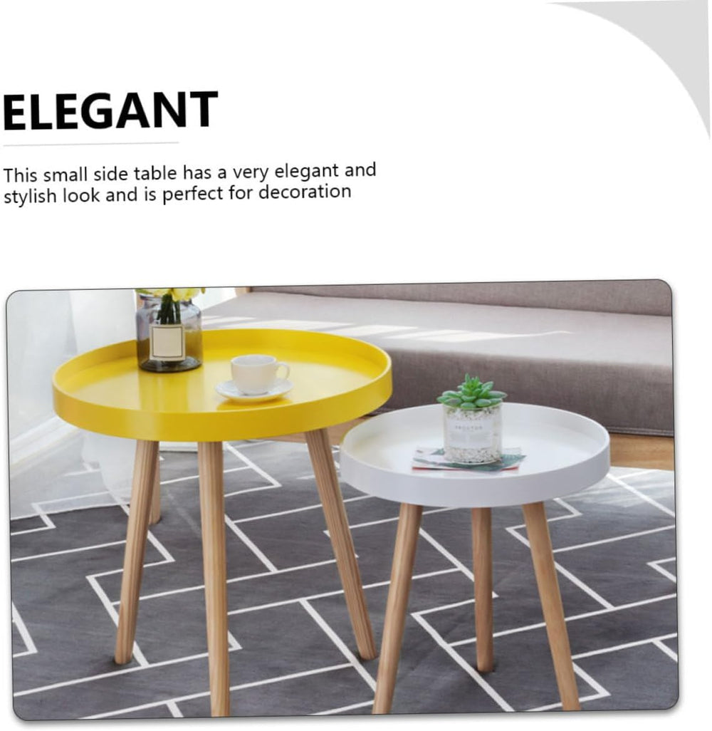 Nordic Style Mini Round Tea Table Small Yellow Sofa Side Table for Living Roo...