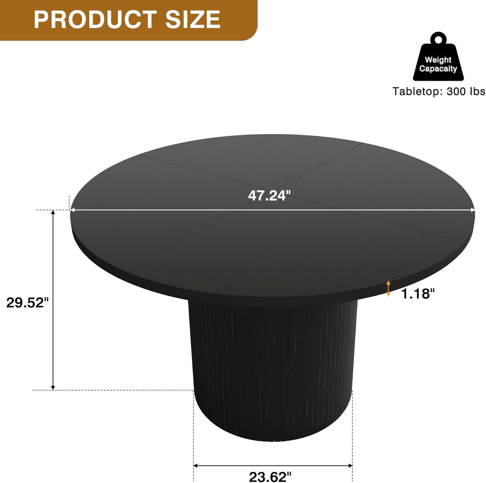 weselon Round Dining Table for 4, Modern Farmhouse Kitchen Table, 47 Inch Sma...